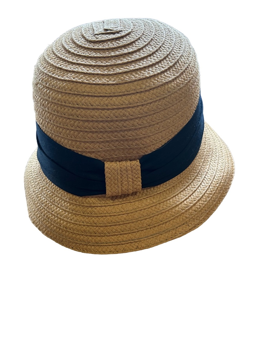 Target NWOT 2013 Braided Straw Cloche Bucket Hat - Beige/Navy - Picture 2 of 6